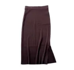 UNIQLO リブ ロングスカート ニット S ボルドー 2Way パープル