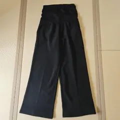 マタニティワイドパンツ　ブラック　裏起毛　Lサイズ