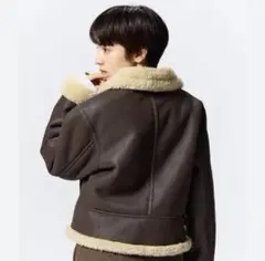 ムートン風ダークブラウンコート