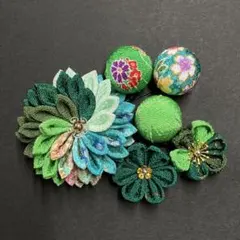 つまみ細工 髪飾り 成人式 卒業式 七五三 6点セット ⑬