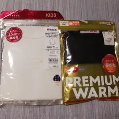 新品未使用　裏起毛長袖丸首インナー　白黒　100