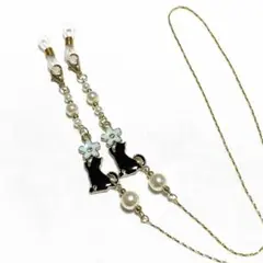 メガネチェーン　ねこちゃん　黒