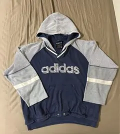 80’s adidas フード付きパーカー Mサイズ ネイビー