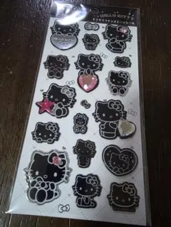 ハローキティ 立体シール キラキララインストーンシール 黒色