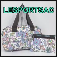 ☆LESPORTSAC☆ ハンドバッグ ポーチ セット 花柄 ホワイト ナイロン