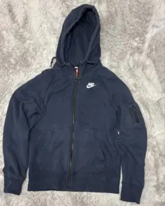 NIKE テックフリース パーカー ネイビー S 刺繍ロゴ