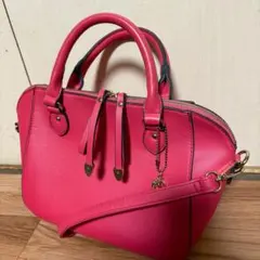 ショッキングピンク系 ハンドバッグ .ショルダー 2Wayバッグ合成皮革
