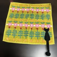 黒猫　Atsuko Matano タオルハンカチ カラフル
