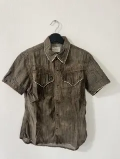 NICOLE CLUB FOR MEN 半袖シャツ ブラウン ストライプ 夏服