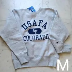 チャンピオン　M　クールネックスウェットシャツ　灰　リバースウィーブ　青タグ