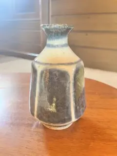 手作り陶器瓶 青と黒のグラデーション