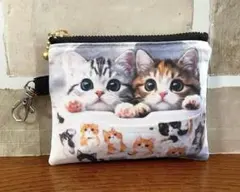 ハンドメイド　ミニミニポーチ　猫ちゃん2点