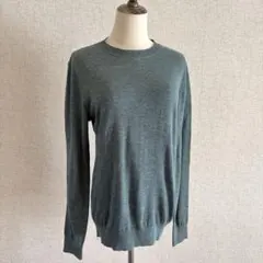 theory/グリーン 長袖 薄手ニットセーター ウール混38
