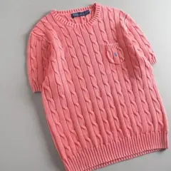 ラルフローレン 正規品　サマーニット　ケーブルニット　半袖　ピンク　美品のサムネイル