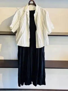 ユニクロセット　ノースリワンピとリネンシャツセット　L M