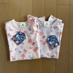 新品　アンパンマン　２枚セット花柄　ワンピース 80 子供服　ピンク　パープル