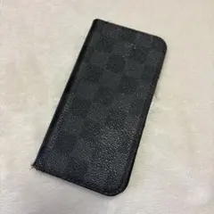 ルイ・ヴィトン 手帳型 スマホケース iPhone ブラック イニシャル入り