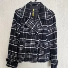 ダブルブレスト コート 黒白チェック　Mサイズ