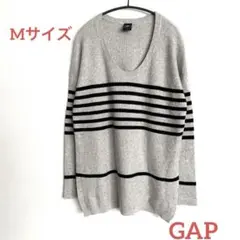 ギャップ GAP ニット セーター ボーダー ライトグレー M