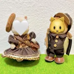 88ミニチュアドール服大人ブラウンペアコーデ