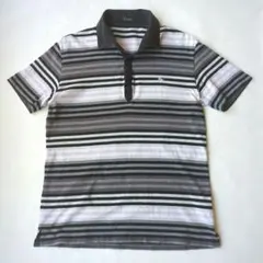 バーバリーブラックレーベル日本製ポロシャツ黒グレーLサイズ