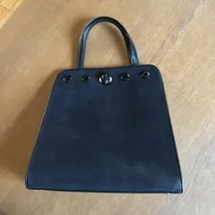 銀座かねまつ　黒 レザー&クロス トートバッグ