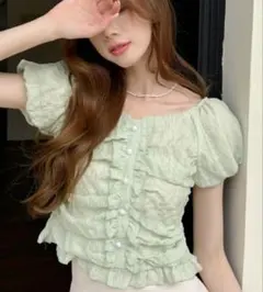 Ada.2WAY ボタンデザイン ふんわり パフリーブ ブラウス