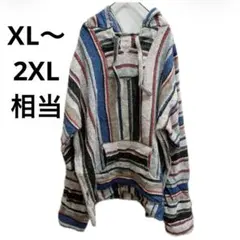 古着 メキシカンパーカー メキパ マルチカラー ストライプ フーディー 輸入
