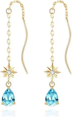 一点限り❣️KKAIYUNI ピアス レディース 水色 しずく 最高級ジルコニア