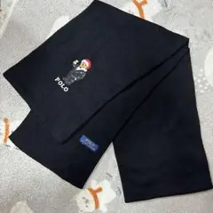 POLO ニットマフラー　ブラック(ポロベアの刺繍入り)