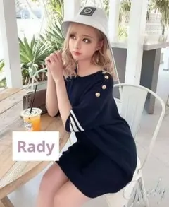 ❤️Rady ミニワンピース 半袖 ネイビー ボタン付き