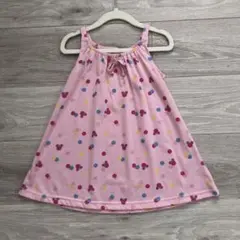 ミニーマウス柄　ピンクノースリーブワンピース