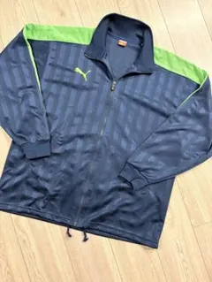 PUMA トラックジャケット L-O 紺 緑 ビッグロゴ ゆるだぼ ストリート