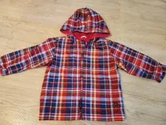 baby GAP チェック柄 フード付き ジップアップ ジャケット 100のサムネイル