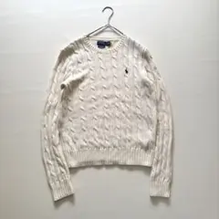 現行　ポロラルフローレン　ケーブルニット　QRコード　ポニー刺繍　ピマコットン
