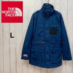 ザノースフェイス マウンテンジャケット ロング レディース L 青 刺繍ロゴ