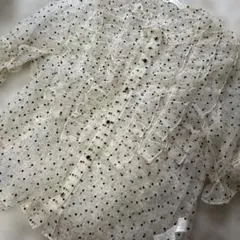 ZARA ドット柄 シアーフリルブラウス M