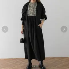 美品✨️サニーレーベル23AWゆったりコットンエンブロイダリーヨークワンピース♪