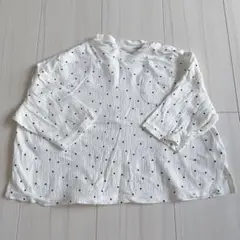 【新品】オーガニックコットン ホワイトドット柄 Tシャツ 90cm