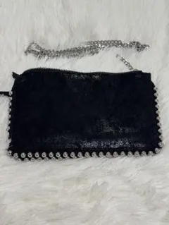 【美品】ZARA スタッズ付きブラックスエード風ショルダーバッグ