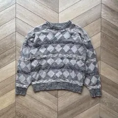 method 針織衫 總圖案 菱格紋風 XL 韓國製 男士