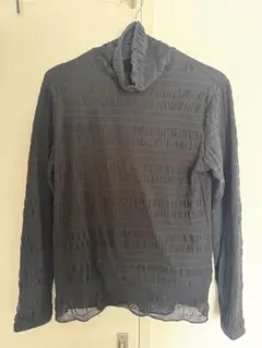 ダークグレー ハイネック 長袖 トップス　裏起毛