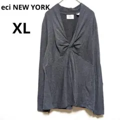 eci NEW YORK【XL】長袖チュニック トップス グレー ツイスト