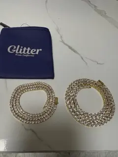 Glitter テニスチェーンネックレス 2個セット
