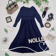 美品✨NOLLEY'S　ノーリーズ　シンプルニットワンピース　ネイビー　38