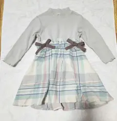 ブランシェス　長袖ワンピース　90cm　チェック柄　リボン付　女の子のサムネイル