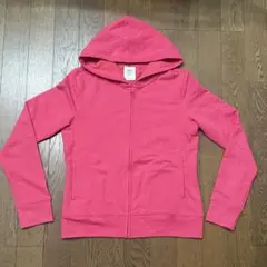 ユニクロ　ピンク フーデッド パーカー　ドライ　速乾性　レディース　S