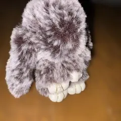 ふわふわ うさぎ キーホルダー グレー パープル系 バッグチャーム 韓国