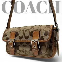 コーチ　ショルダーバッグ　クロスボディー　ミニフィールド　シグネチャー　斜め掛け