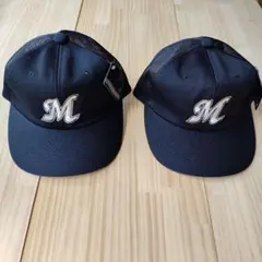 千葉ロッテマリーンズMロゴ メッシュキャップ ブラック 2個セット　Мサイズ